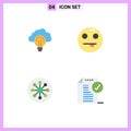 Universal Icon Symbols Group of 4 Modern Flat Icons of idea, biology, focus, emot, chemistry