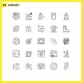Universal Icon Symbols Group of 25 Modern Lines of building, iphone, cleaning, android, smart phone Royalty Free Stock Photo