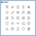 Universal Icon Symbols Group of 25 Modern Lines of business, message, money, mail, envelopes