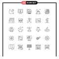 Universal Icon Symbols Group of 25 Modern Lines of credit, truck, sport, farming, agriculture