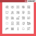 Universal Icon Symbols Group of 25 Modern Lines of document, donation, compter, crowdsourcing, campaign Royalty Free Stock Photo