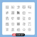 25 User Interface Line Pack of modern Signs and Symbols of folder, statistics, bench, programing, design