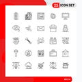 Universal Icon Symbols Group of 25 Modern Lines of internet, map, speaker, location, web