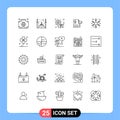 Universal Icon Symbols Group of 25 Modern Lines of judge, expensive, moon, vintage, lollipop