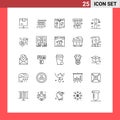Universal Icon Symbols Group of 25 Modern Lines of support, calls, watch, best, halloween