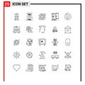 Universal Icon Symbols Group of 25 Modern Lines of system, syncing, china, synchronization, sharing Royalty Free Stock Photo