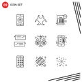 Universal Icon Symbols Group of 9 Modern Outlines of budget, speech bubble, reminder, help, chat