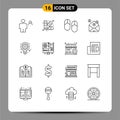 Stock Vector Icon Pack of 16 Line Signs and Symbols for creative, money, chip, investment, slippers