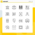 Universal Icon Symbols Group of 16 Modern Outlines of idea, night, business, costume, spa