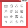 Universal Icon Symbols Group of 16 Modern Outlines of office, files, position, drawer, cabinet