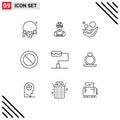 Pack of 9 creative Outlines of ring, set, mother, basic, heart