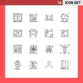 Universal Icon Symbols Group of 16 Modern Outlines of spooky, halloween, park, river, harbor Royalty Free Stock Photo