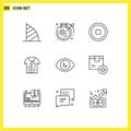 Universal Icon Symbols Group of 9 Modern Outlines of trikot, t, hobbies, refree, shirt Royalty Free Stock Photo