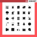 Universal Icon Symbols Group of 25 Modern Solid Glyphs of beetroot, messages, about, love, personal Royalty Free Stock Photo