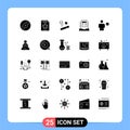 Universal Icon Symbols Group of 25 Modern Solid Glyphs of body, newspaper, no, newsletter, laptop