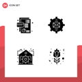 Universal Icon Symbols Group of 4 Modern Solid Glyphs of business, mail, debit, contact, real Royalty Free Stock Photo
