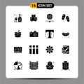 Universal Icon Symbols Group of 16 Modern Solid Glyphs of business, slippers, connect, footwear, beach