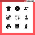 Universal Icon Symbols Group of 9 Modern Solid Glyphs of click, tea, chat, coffee, conversation