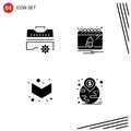 Universal Icon Symbols Group of Modern Solid Glyphs of construction, down, tools, date, financial