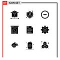 Universal Icon Symbols Group of 9 Modern Solid Glyphs of control, eye, minus, text, travel