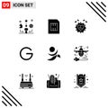 Modern Set of 9 Solid Glyphs Pictograph of crypto currency, coin, mobile, gulden, valentine