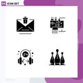 Universal Icon Symbols Group of 4 Modern Solid Glyphs of delete, headphone, trash, electronics, operator Royalty Free Stock Photo