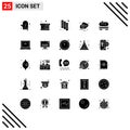 Universal Icon Symbols Group of 25 Modern Solid Glyphs of dumpper, wedding, meal, heart, ticket