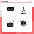 Universal Icon Symbols Group of 4 Modern Solid Glyphs of ecommerce, license, shopping, paint, global