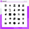 Universal Icon Symbols Group of 25 Modern Solid Glyphs of employment, holiday, education, gift, celebration