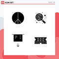 Universal Icon Symbols Group of 4 Modern Solid Glyphs of freedom, money, heart, wedding, memory