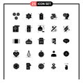 Universal Icon Symbols Group of 25 Modern Solid Glyphs of global marketing, prince, cell, old, chariot