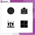 Universal Icon Symbols Group of 4 Modern Solid Glyphs of halloween, test, worm, mail, architecture Royalty Free Stock Photo