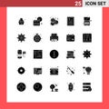 Universal Icon Symbols Group of 25 Modern Solid Glyphs of laptop, reader, job, hands, year