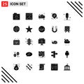 Stock Vector Icon Pack of 25 Line Signs and Symbols for medical, investment, eco, funds, finance