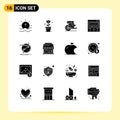 Universal Icon Symbols Group of 16 Modern Solid Glyphs of paint, graphic, tulip, design, prince