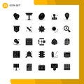 Universal Icon Symbols Group of 25 Modern Solid Glyphs of placeholder, army, table, repairman, handyman
