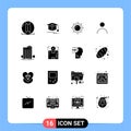Universal Icon Symbols Group of 16 Modern Solid Glyphs of plant, building, landscape, user, personalization