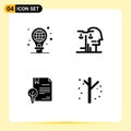 Universal Icon Symbols Group of 4 Modern Solid Glyphs of protection, business, light bulb, human, digital