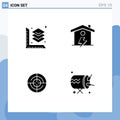Universal Icon Symbols Group of 4 Modern Solid Glyphs of scale, location, home, power, drum