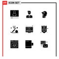 Universal Icon Symbols Group of 9 Modern Solid Glyphs of screen, computer, brian, relaxation, beauty