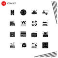 Universal Icon Symbols Group of 16 Modern Solid Glyphs of truck, energy, day, heart, home