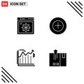 Universal Icon Symbols Group of 4 Modern Solid Glyphs of web, business, internet, plus, barcode