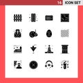 Universal Icon Symbols Group of 16 Modern Solid Glyphs of women day, mirror, calendar, halloween, time