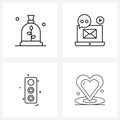 4 Universal Icons Pixel Perfect Symbols of bag, signals, laptop, message