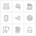 9 Universal Icons Pixel Perfect Symbols of cell, ui, film, share, smartphone