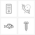 4 Universal Icons Pixel Perfect Symbols of computer; fish; cpu; call; food