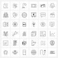 Set of 36 Simple Line Icons for Web and Print such as dollar, money, lamp, money, receipt