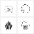 4 Universal Icons Pixel Perfect Symbols of files, bauble, folder, food, Christmas ball