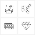 4 Universal Icons Pixel Perfect Symbols of food, card, kitchen, medicine, credit card