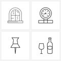 4 Universal Icons Pixel Perfect Symbols of furniture; reminder; room window; weighting; wine